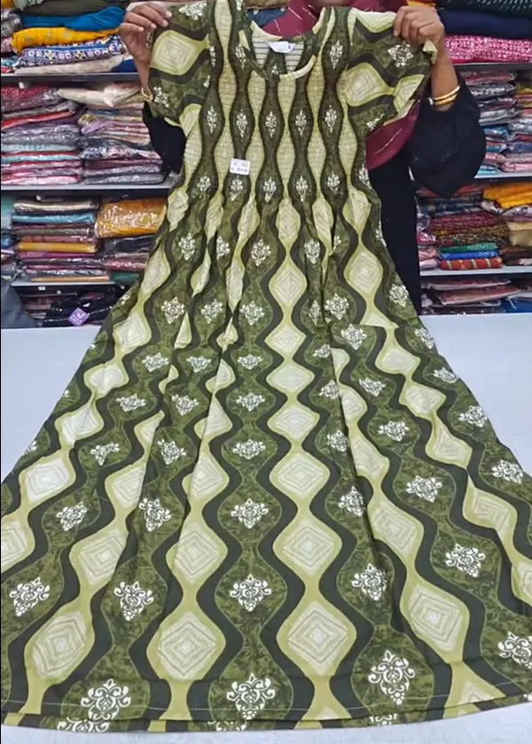 Premium Cotton Smocked Maxi Gown With Side pocket | MG78